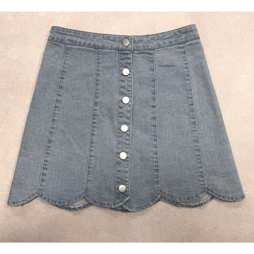 Le Lis Denim Button Up Skirt - Small